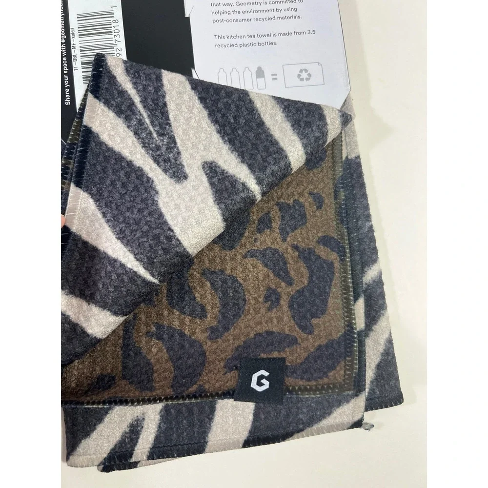 Geometry Double-Sided Kitchen Tea Towel Safari Zebra Leopard 18x30 TT-DBL-MF